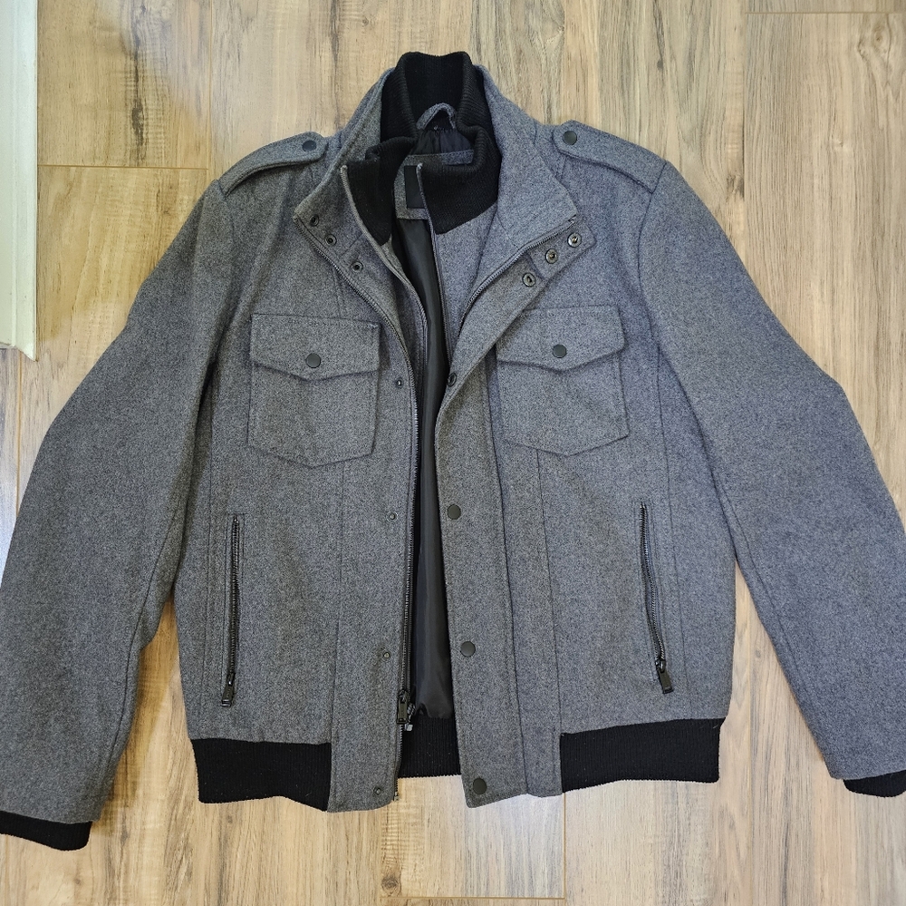 Guess Wool Blend Bomber Jacket in Gray